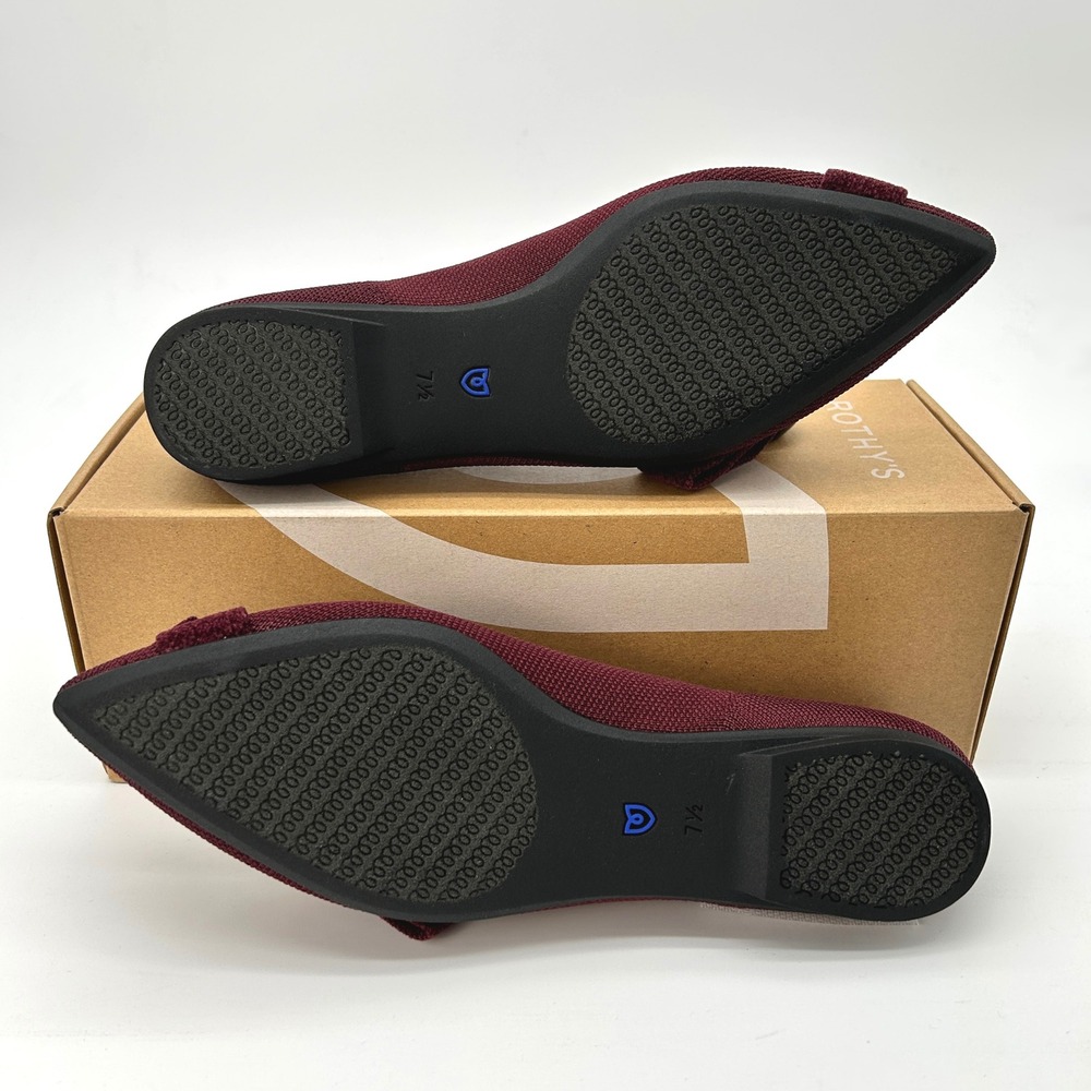 Rothy's The Bow Point II Womens Flats Sz 7.5 Syrah Burgundy Sustainable Knit NEW - Picture 5 of 7